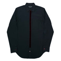 (DESIGNERS) MADE IN ROMANIA ALEXANDER McQUEEN FRONT PACKET VELOUR PANELED FLY FRONT DRESS SHIRT