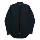 (DESIGNERS) MADE IN ROMANIA ALEXANDER McQUEEN FRONT PACKET VELOUR PANELED FLY FRONT DRESS SHIRT