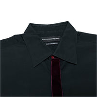 (DESIGNERS) MADE IN ROMANIA ALEXANDER McQUEEN FRONT PACKET VELOUR PANELED FLY FRONT DRESS SHIRT