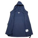 (DESIGNERS) MADE IN USA ENGINEERED GARMENTS STRIPED PATTERN PANELED HOODED VEST WITH 3D POCKET