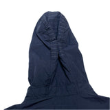 (DESIGNERS) MADE IN USA ENGINEERED GARMENTS STRIPED PATTERN PANELED HOODED VEST WITH 3D POCKET
