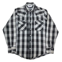 (VINTAGE) 1980'S～ MADE IN USA DAKOTA by FIVE BROTHER BLOCK CHECKERED HEAVY FLANNEL WESTERN SHIRT