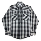 (VINTAGE) 1980'S～ MADE IN USA DAKOTA by FIVE BROTHER BLOCK CHECKERED HEAVY FLANNEL WESTERN SHIRT