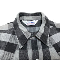 (VINTAGE) 1980'S～ MADE IN USA DAKOTA by FIVE BROTHER BLOCK CHECKERED HEAVY FLANNEL WESTERN SHIRT