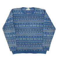 (VINTAGE) 1980'S～ MADE IN SCOTLAND L.L.BEAN FAIR ISLE PATTERN INDIGO DYED COTTON KNIT