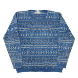 (VINTAGE) 1980'S～ MADE IN SCOTLAND L.L.BEAN FAIR ISLE PATTERN INDIGO DYED COTTON KNIT
