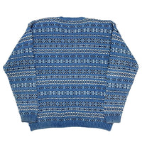 (VINTAGE) 1980'S～ MADE IN SCOTLAND L.L.BEAN FAIR ISLE PATTERN INDIGO DYED COTTON KNIT