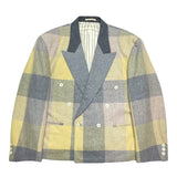 (designers) 1980'S～ MADE IN JAPAN ISSEY MIYAKE odds on BLOCK CHECKERED WOOL DOUBLE BREASTED BLAZER JACKET