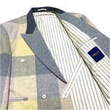 (designers) 1980'S～ MADE IN JAPAN ISSEY MIYAKE odds on BLOCK CHECKERED WOOL DOUBLE BREASTED BLAZER JACKET