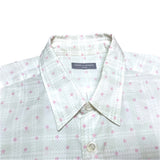 (designers) AD2001 MADE IN JAPAN COMME des GARCONS HOMME LATTICE PATTERN X POLKA DOT PATTERN PIGMENT PRINTED SHORT SLEEVE SHIRT