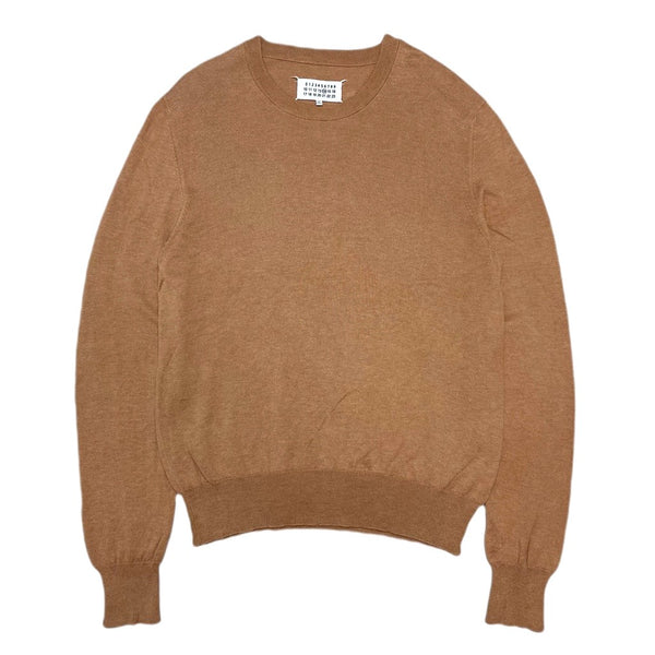 Maison Margiela elbow patch knit ここのえ期 Maison Margiela // Beige Wool Elbow Patch Knit Sweater – VSP