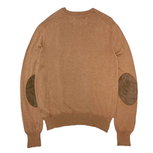 Maison Margiela elbow patch knit ここのえ期 Maison Margiela // Beige Wool Elbow Patch Knit Sweater – VSP