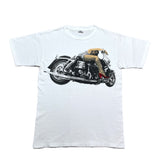(t-shirt) 1992 MADE IN USA MUSCLE BEACH BIKE RIDING WOMAN PRINT T-SHIRT