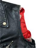 (vintage) 1990'S～ UNKNOWN SLEEVE CUT OFF UK STYLE DOUBLE BREASTED LEATHER BIKAER JACKET VEST