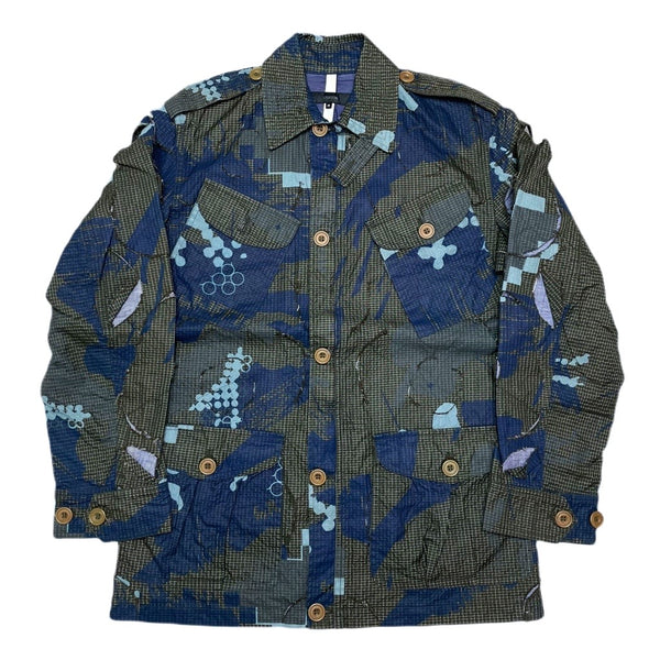 (DESIGNERS) MADE IN ITALY GRIFFIN DISTRESSED ALL OVER PRINT MILITARY BDU JACKET