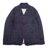 (DESIGNERS) 2017 UNDER COVER LATTICE PATTERN LINEN 100% 3 BUTTON BLAZER JACKET