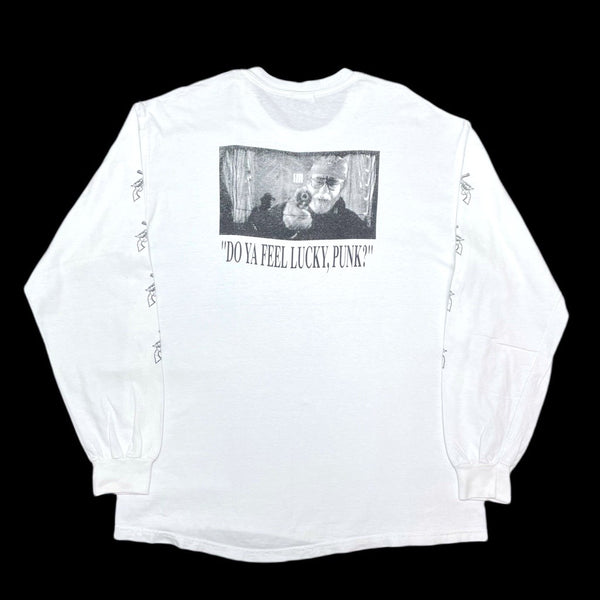 (VINTAGE) 1990'S～ MOVIE DIRTY HARRY PARODY PHOTO PRINT LONG SLEEVE T-SHIRT WITH SLEEVE PRINT