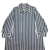 (designers) 1980'S～ MADE IN JAPAN I.S. ISSEY MIYAKE SPORT THICK HICKORY STRIPED BALMACAAN COAT WITH CHIN STRAP