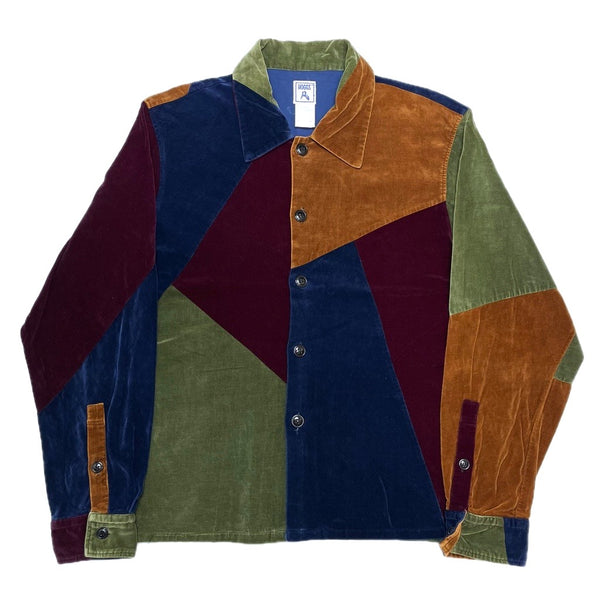 (DESIGNERS) NEPENTHES ORIGINAL HOGGS VELOUR PATCHWORK BOX SHIRT