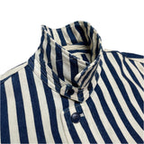 (designers) 1980'S～ MADE IN JAPAN I.S. ISSEY MIYAKE SPORT THICK HICKORY STRIPED BALMACAAN COAT WITH CHIN STRAP