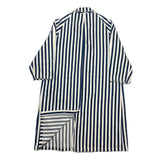 (designers) 1980'S～ MADE IN JAPAN I.S. ISSEY MIYAKE SPORT THICK HICKORY STRIPED BALMACAAN COAT WITH CHIN STRAP