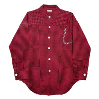(DESIGNERS) 1990'S～ MILK BOY CHECKERED ROUND COLLAR SHIRT WITH CHAIN