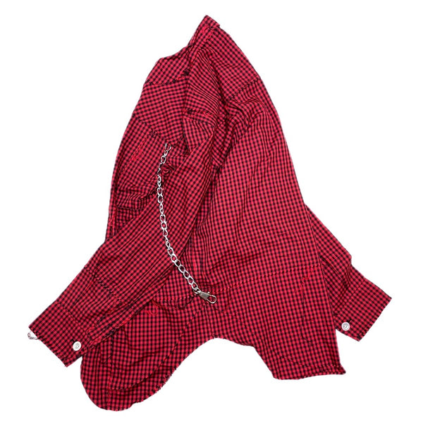 (DESIGNERS) 1990'S～ MILK BOY CHECKERED ROUND COLLAR SHIRT WITH CHAIN