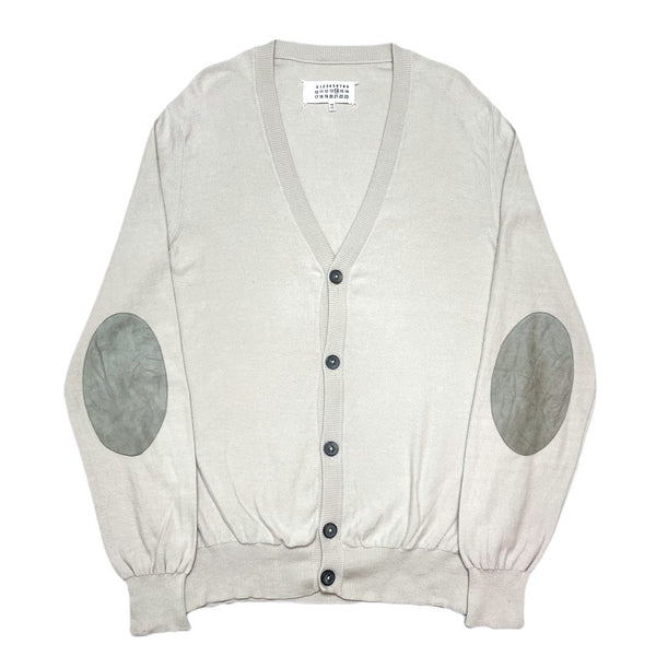 (DESIGNERS) 2013 MADE IN ITALY MAISON MARGIELA 14 COTTON KNIT CARDIGAN WITH ELBOW PATCH