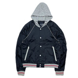 (DESIGNERS) ARMANI JEANS LAYERED STYLE NYLON VARSITY JACKET