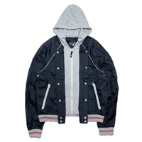 (DESIGNERS) ARMANI JEANS LAYERED STYLE NYLON VARSITY JACKET