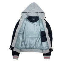 (DESIGNERS) ARMANI JEANS LAYERED STYLE NYLON VARSITY JACKET