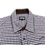 (designers) PPFM DOUBLE COLLAR DESIGN EMBROIDERED CHECKERED 2WAY SHIRT