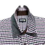 (designers) PPFM DOUBLE COLLAR DESIGN EMBROIDERED CHECKERED 2WAY SHIRT