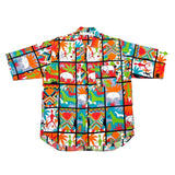 (vintage) 1990'S～ MADE IN ITALY benetton ELEPHANT PRINT TOTAL PATTERN SHORT SLEEVE SHIRT