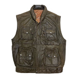 (vintage) 1980'S～ MADE IN KOREA UNKNOWN STAND UP COLLAR LEATHER VEST WITH 11 POCKETS