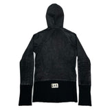 (designers) MADE IN JAPAN L.G.B. RIB KNIT PANELED PIG LEATHER ZIP UP HOODIE