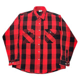 (VINTAGE) 1990'S～ FIVE BROTHER BLOCK CHECKERED HEAVY FLANNEL SHIRT