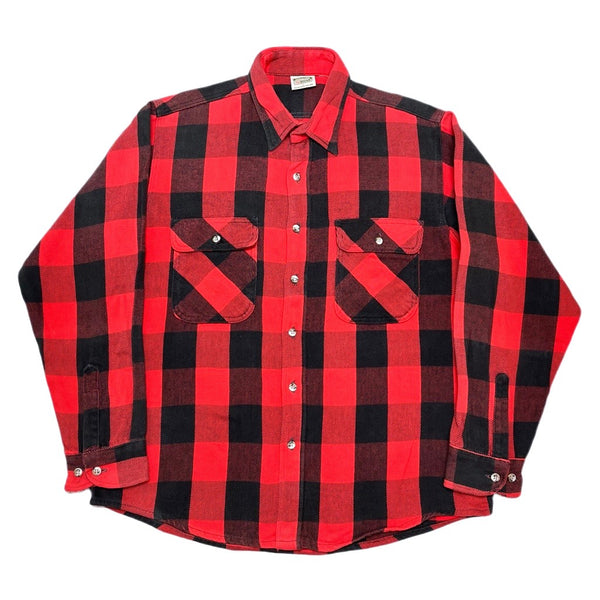 (VINTAGE) 1990'S～ FIVE BROTHER BLOCK CHECKERED HEAVY FLANNEL SHIRT