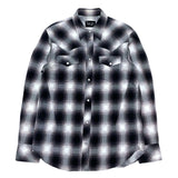 (DESIGNERS) 2000'S～ NUMBER NINE SHADOW PLAID PRINT FLANNEL WESTERN SHIRT WITH GUSSET