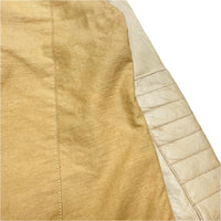 (DESIGNERS) MADE IN JAPAN UNUSED SLEEVE LEATHER PANELED DOUBLE BREASTED COTTON BIKER JACKET