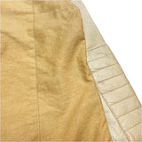 (DESIGNERS) MADE IN JAPAN UNUSED SLEEVE LEATHER PANELED DOUBLE BREASTED COTTON BIKER JACKET