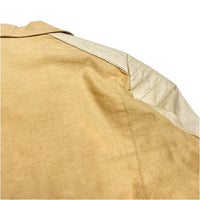 (DESIGNERS) MADE IN JAPAN UNUSED SLEEVE LEATHER PANELED DOUBLE BREASTED COTTON BIKER JACKET