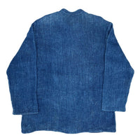 (VINTAGE) MADE IN INDIA GRANPIE LINEN 100% INDIGO DYED STAND UP COLLAR JACKET