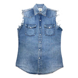 (vintage) 1960'S～ BAR C FULL SNAP BUTTON STYLE SLEEVE CUT OFF DENIM WESTERN SHIRT VEST