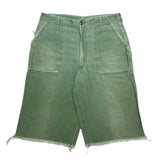(vintage) 1970 US ARMY COTTON SATIN CUT OFF BALER PANTS SHORTS