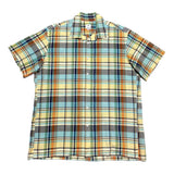 (designers) MADE IN JAPAN Jipijapa LATTICE PATTERN LOOP COLLAR SHORT SLEEVE BUTTON DOWN BOX SHIRT