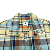 (designers) MADE IN JAPAN Jipijapa LATTICE PATTERN LOOP COLLAR SHORT SLEEVE BUTTON DOWN BOX SHIRT