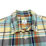 (designers) MADE IN JAPAN Jipijapa LATTICE PATTERN LOOP COLLAR SHORT SLEEVE BUTTON DOWN BOX SHIRT