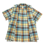 (designers) MADE IN JAPAN Jipijapa LATTICE PATTERN LOOP COLLAR SHORT SLEEVE BUTTON DOWN BOX SHIRT
