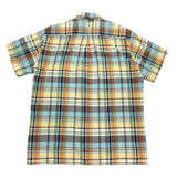 (designers) MADE IN JAPAN Jipijapa LATTICE PATTERN LOOP COLLAR SHORT SLEEVE BUTTON DOWN BOX SHIRT